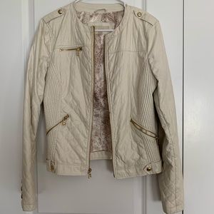 Guess Cream Leather Jacket